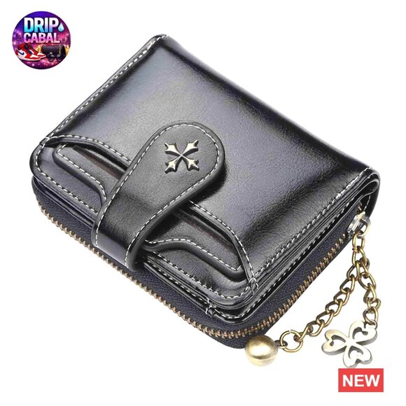 Handbags - Retro Y2K Faux Leather Bi-Fold Wallet Zipper Closure Compact Credit Card